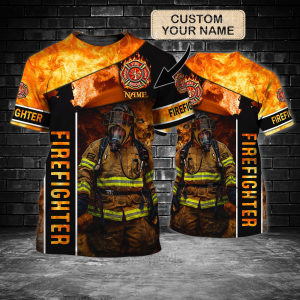 Firefighter - Personalized Name All Over Print Unisex Tshirt